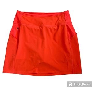 Athleta Action Skort In Dobby Orange With Pockets Golf, Pickleball, Tennis S